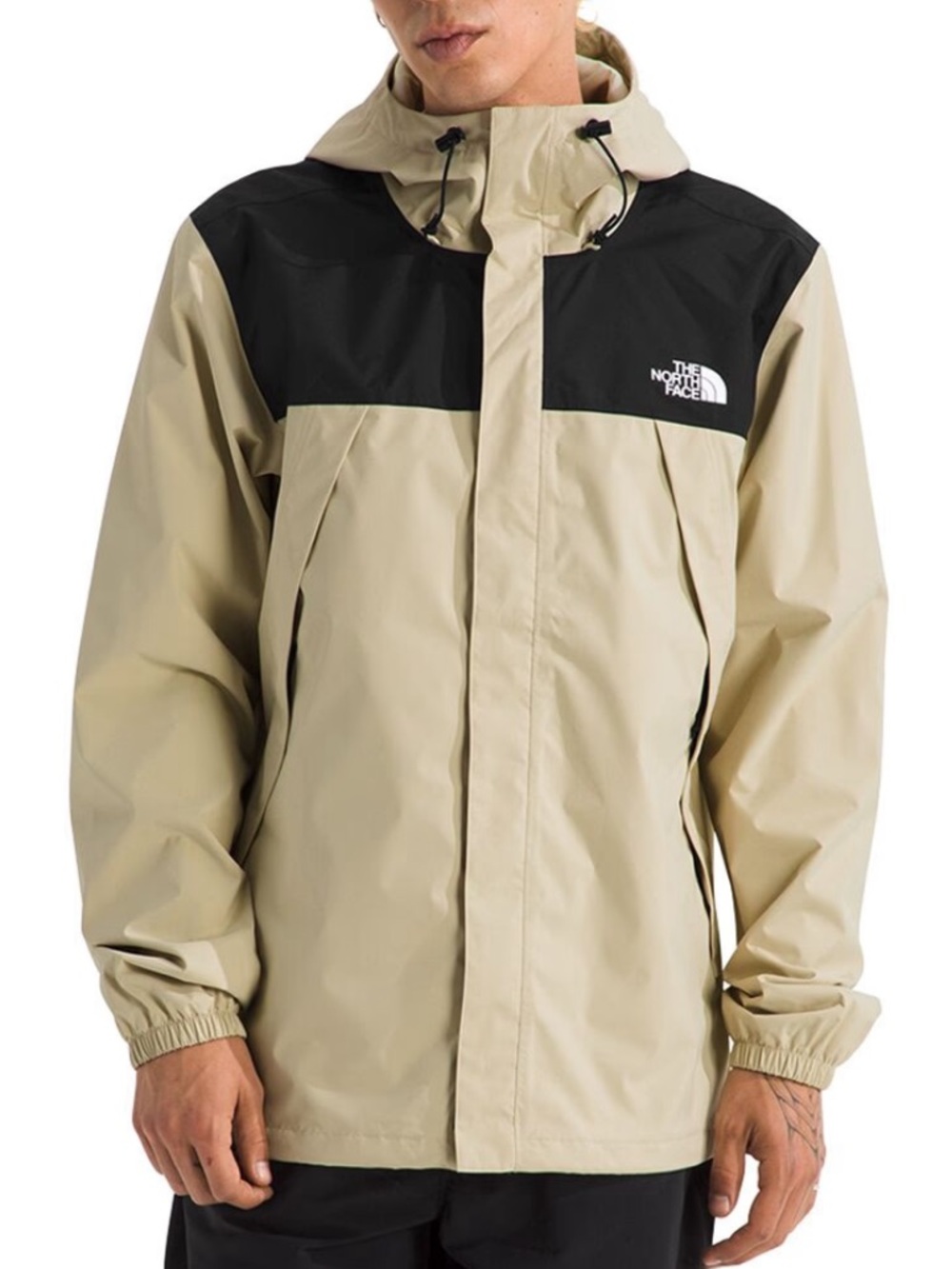 The North Face Men’s Hooded Raincoat — Beige & Black
